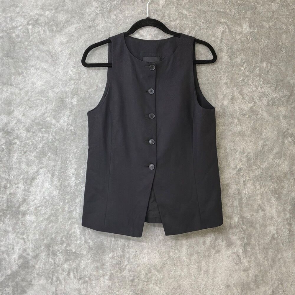Madewell Crewneck Cutaway Vest In Drapey Twill Black Size 8